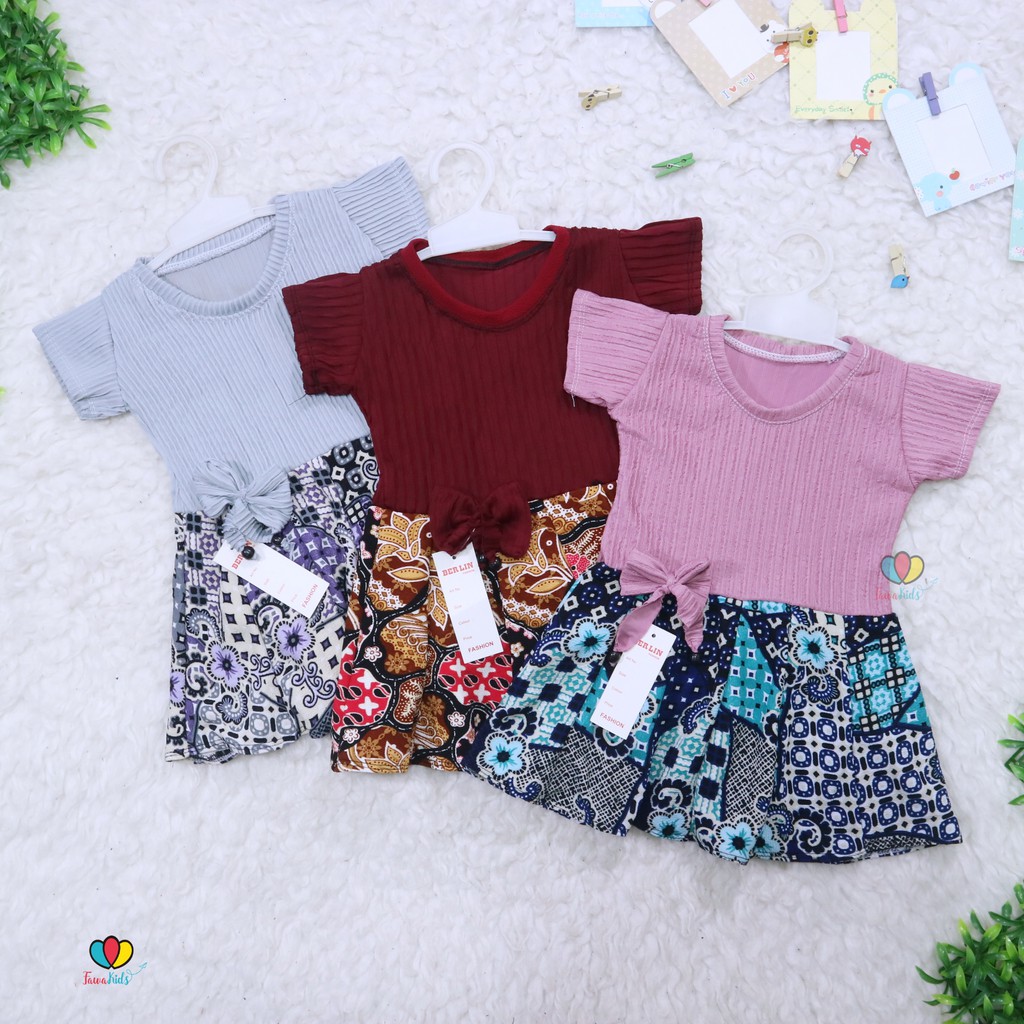 Dress Rossa LENGAN uk 1 Tahun / Dres Balita Anak Perempuan Cewek Baju Lengan Murah Casual Kaos Lucu