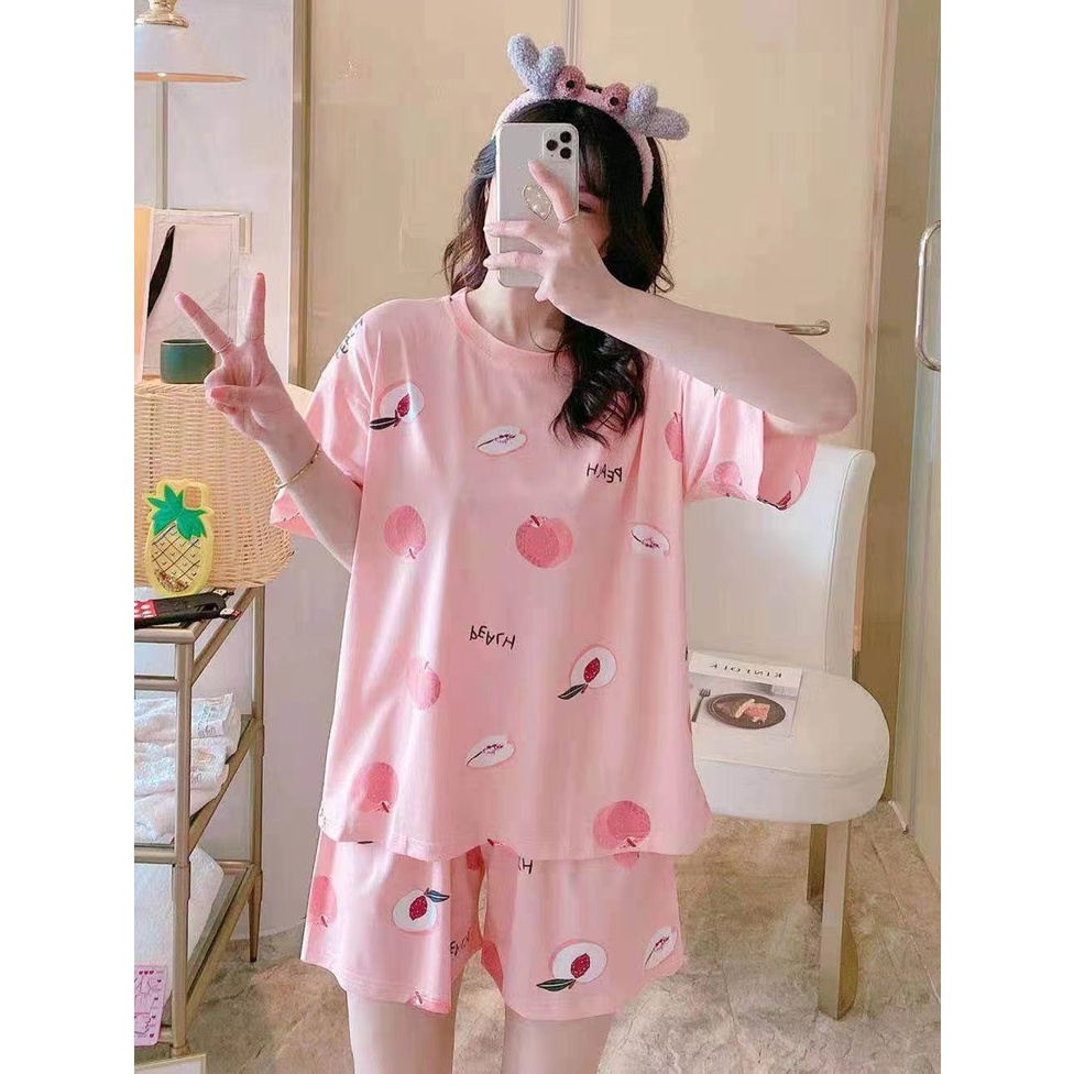 Pajamas Baju Tidur Wanita Piyama Lengan Pendek Import Motif Kartun Lucu BT01