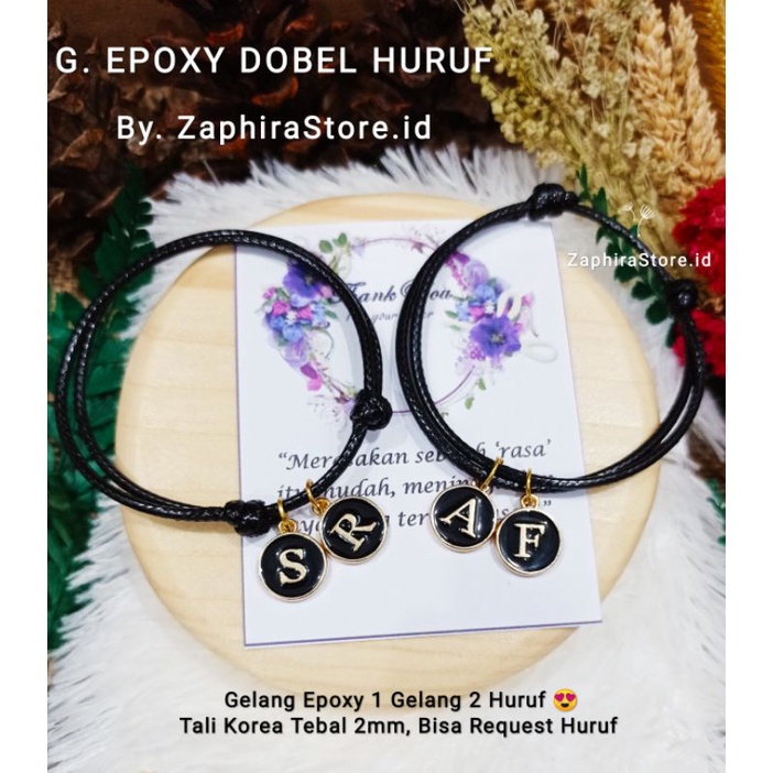 ZaphiraStore [A-Z] GELANG INISIAL EPOXY DOBEL HURUF / 1 GELANG 2 HURUF / GELANG EPOXY TALI KOREA