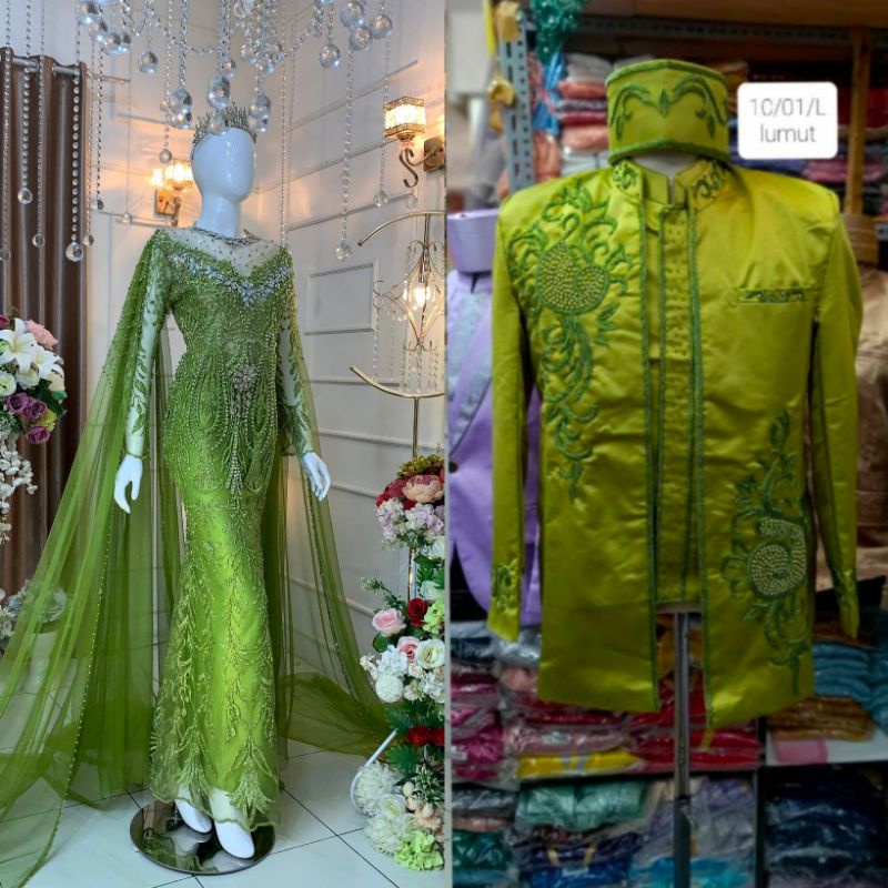 TERBARU//KEBAYA AKAD KOMPLIT TERMURAH//COUPLE SET DUYUNG PREMIUM BEREKOR //BESKAP//KEBAYA