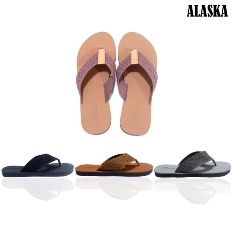 ALASKA Sandal Flat - Sendal Wanita  Dewasa Teplek Motif Rajut Import