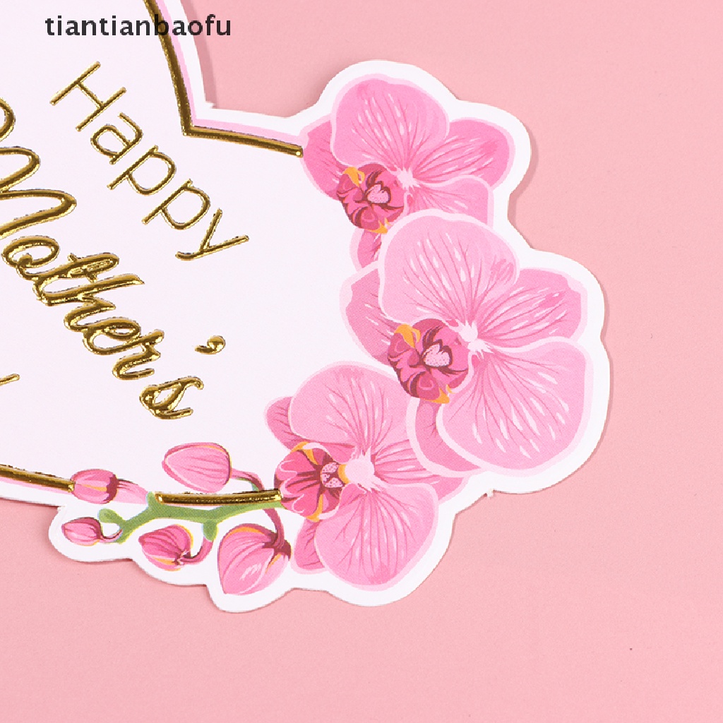 [tiantianbaofu] 10pcs Happy Mother`s Day Cake Topper Pink Heart Flower Rose Toppers Cupcake Dess Boutique