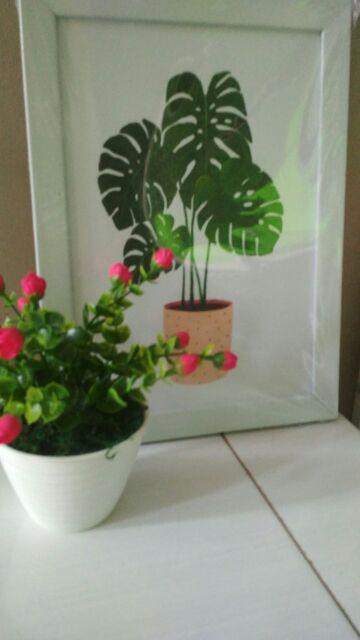 Promooo!!! 1 Buah Wall Decor Frame Fiber A4 - Monstera Cactus Leaf Series Hiasan Dinding Shabby Chic