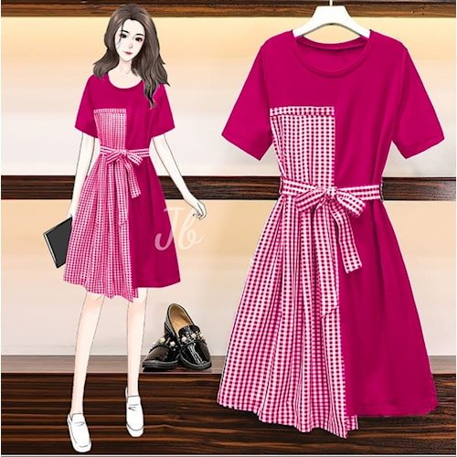 Tesa Pink Mini Dress Remaja baju Dres Gaun Casual Jumbo Korea Sexy  Natal Pesta Pendek Wanita Import