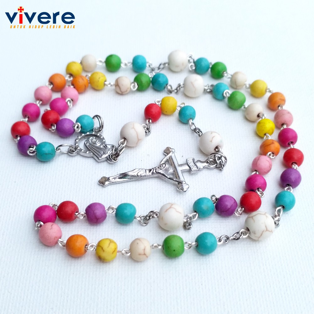 Rosario Batu Alam Pirus Warna Warni 6 mm