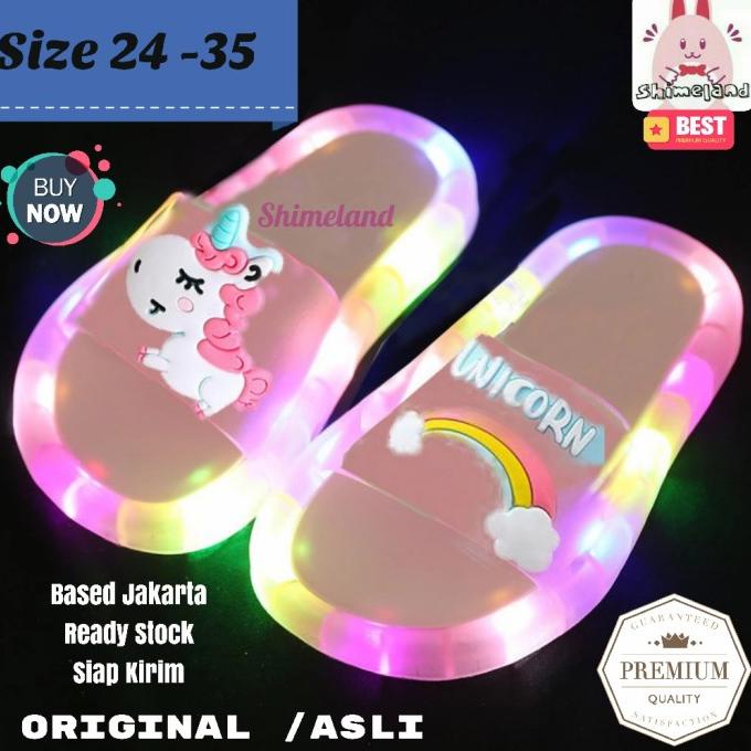 Sendal Led Anak Perempuan Sandal Lampu Unicorn Kado