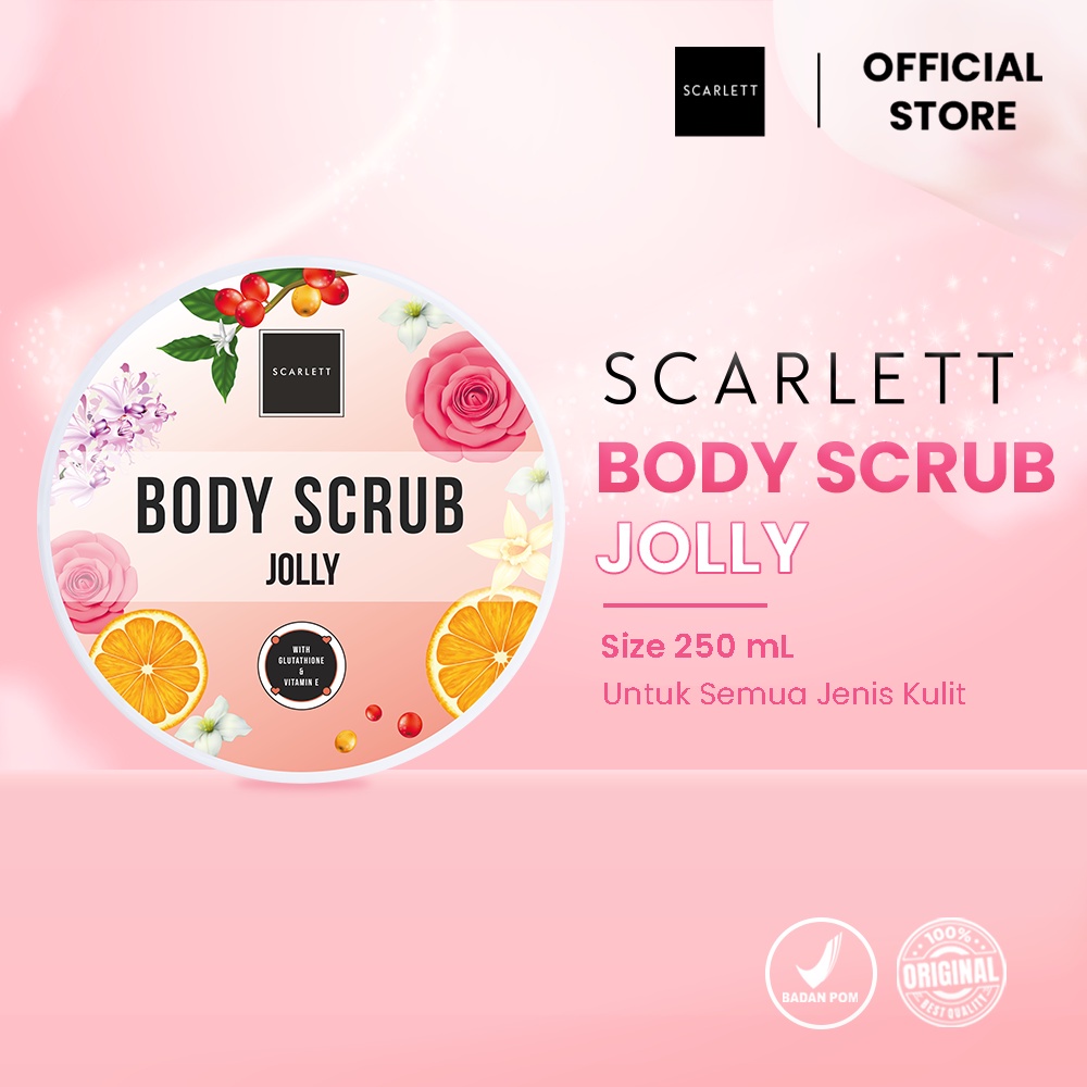 (RM) BODY SCRUB SCARLETT WHITENING - SCARLETT LULUR BADAN ORIGINAL BPOM HAPPY JOLLY CHARMING COFFEE ROMANSA POME LOVING- SCARLETT HAPPY