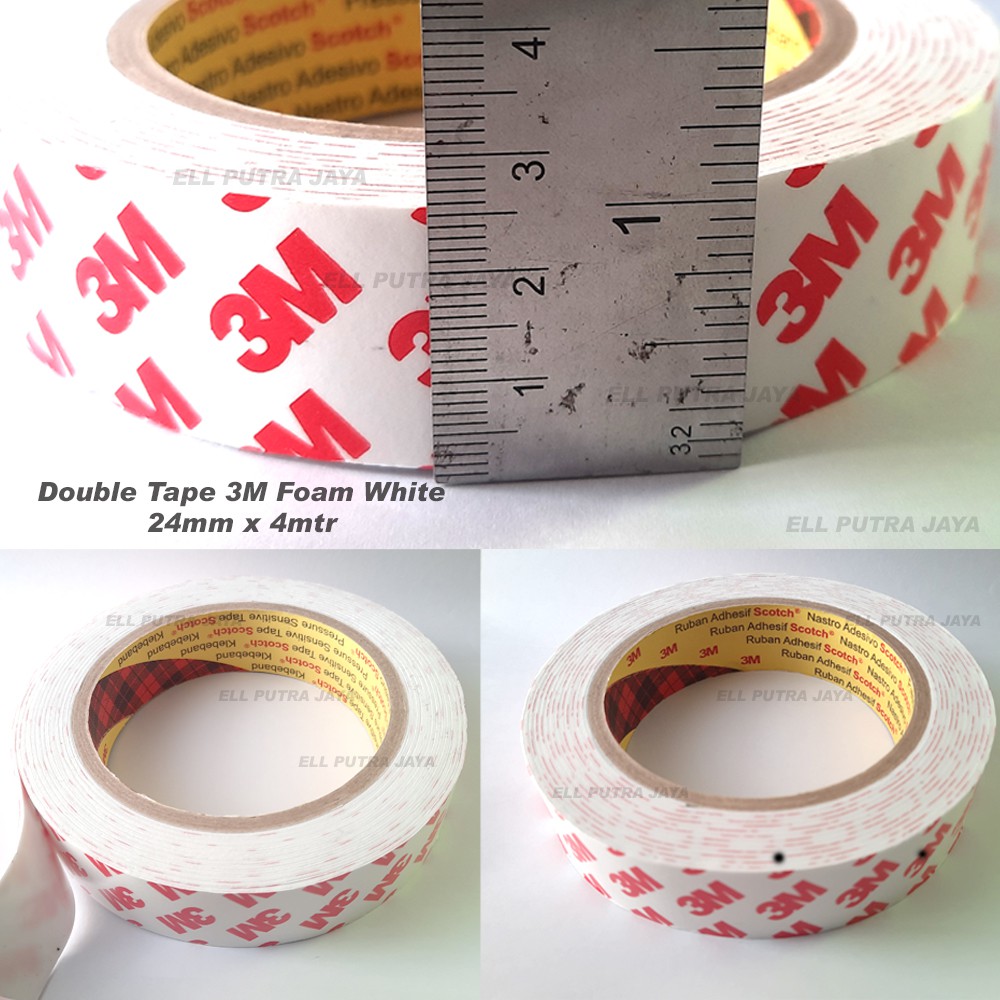 Double Tape 3M foam Putih 24mm x 4mtr