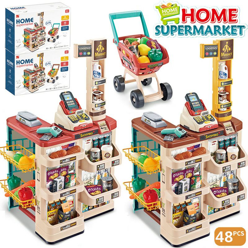 Tma / Mainan Anak home supermarket set trolley belanja atau mainan jual dan belanja di supermarket