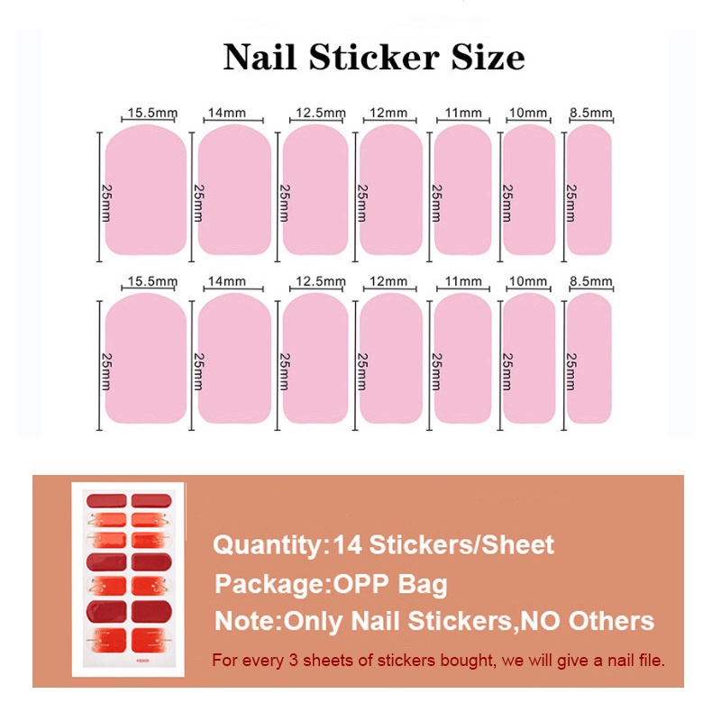 DQ3_104-116 Finger DIY Nail Sticker Fashion 3D Nail Sticker False Nails Art 14Pcs/sheet