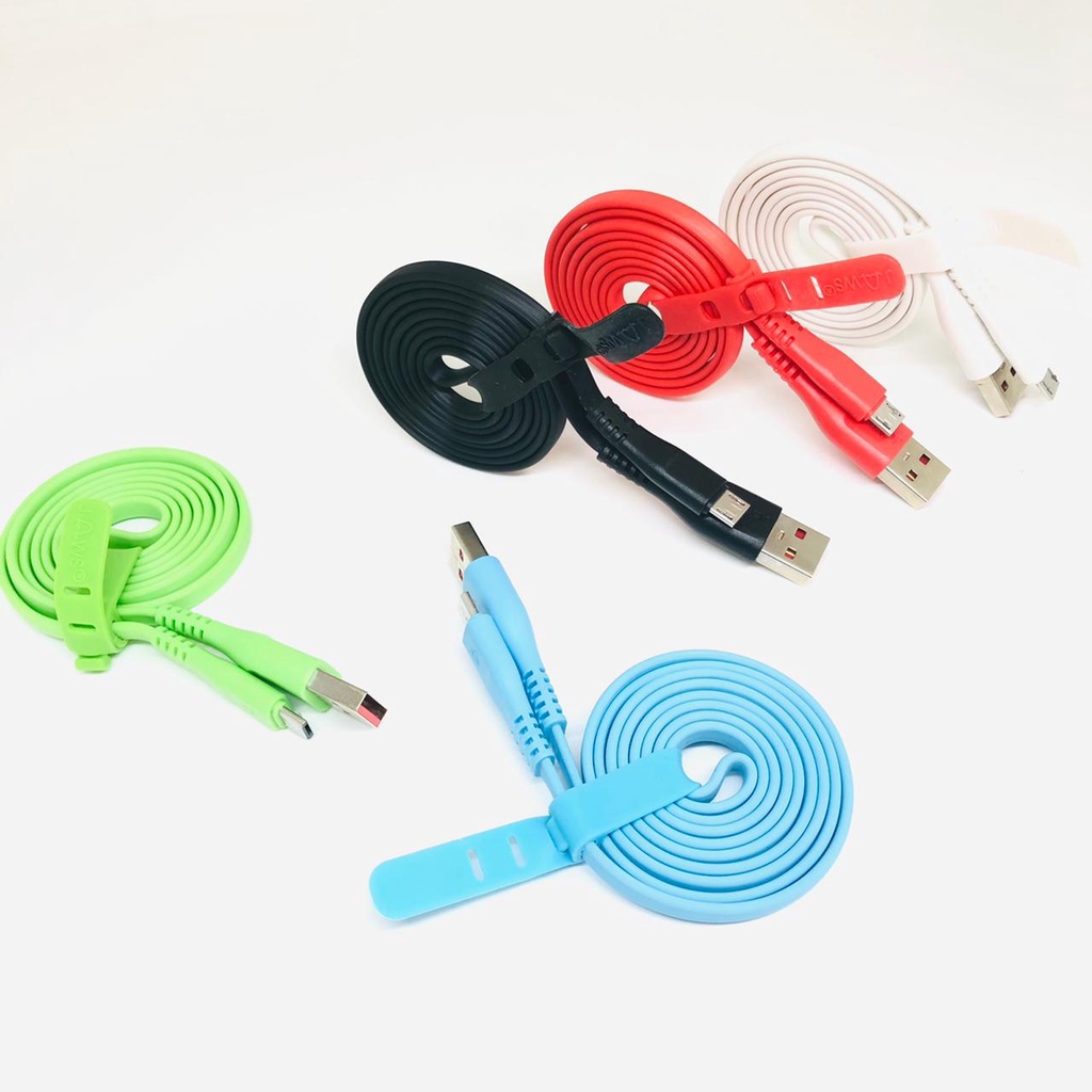 1toples 30pcs JAWS Kabel Data Macaron Micro USB V8 /1 Meter 2a kabel Data Fast Charging GRATIS Toples