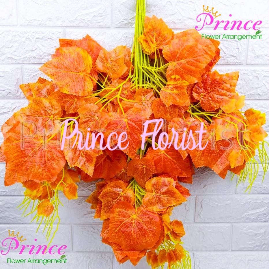 Cod 1 Lusin Daun Anggur Dekorasi Plastik Artificial Import /Daun Backdrop Imitasi Pelaminan Wedding 