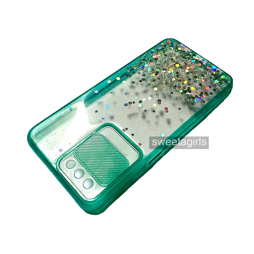 Case Glitter Slide Case Protection untuk Oppo A3s atau Realme C1 ( sama ukuran ) - sweetacase.id - Casing Model Kamera Bisa Buka Tutup -  Kesing Hp Model Glitter - Kesing Berkilau - Camera Geser - Casing Oppo