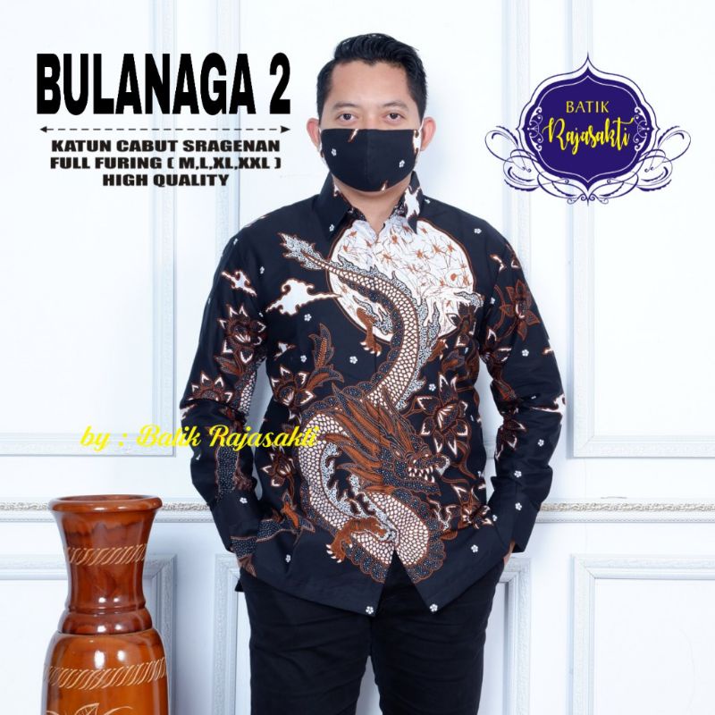 KEMEJA BATIK SOLO BULAN NAGA BONAR NAGAGENI NAGASENA HITAM BATIK PRIA SIZE M L XL XXL
