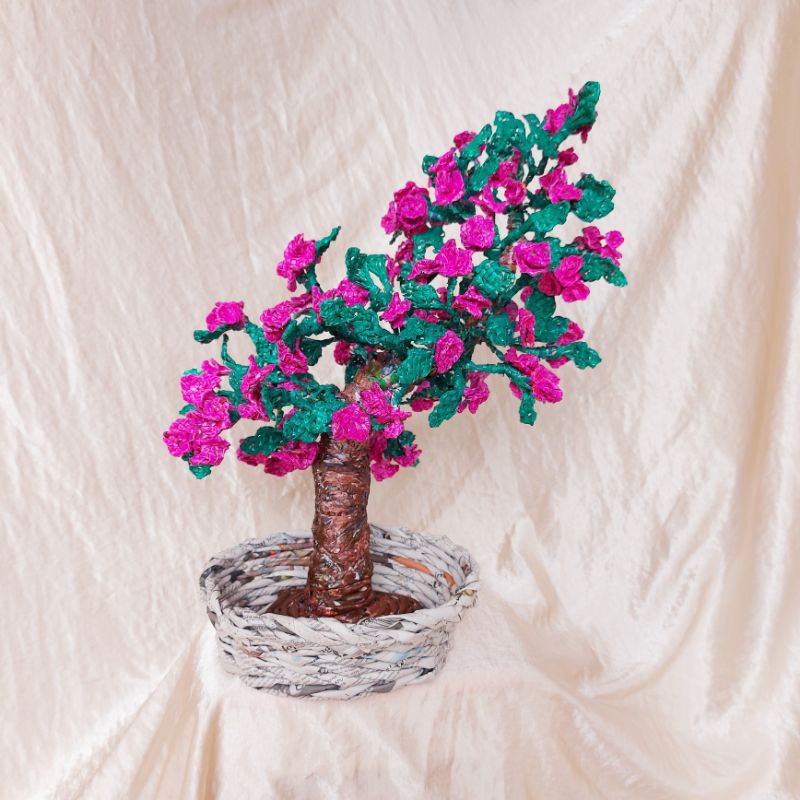 Bunga Anyaman / Bonsai Bougenville Anyaman Kertas/