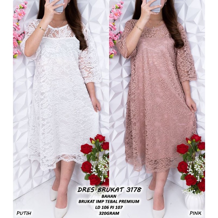 Dress Brukat 3178 Lengan 7per8 /ld 106