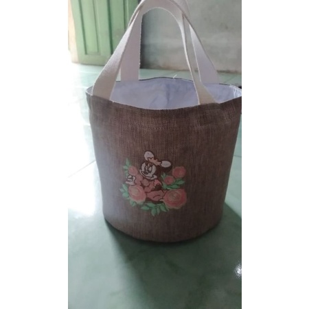 tas bucket kanvas hampers custom gambar