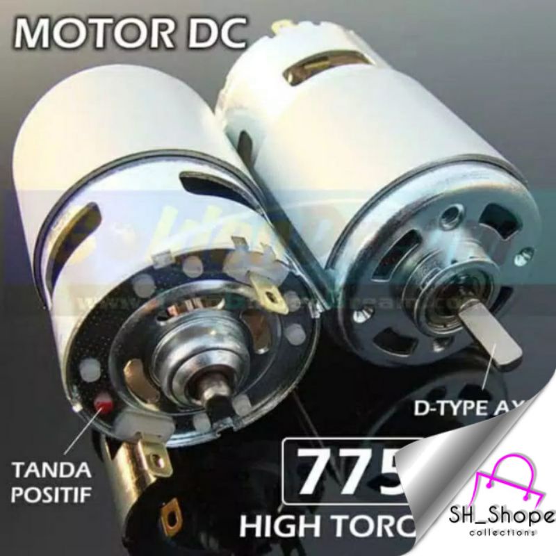 Motor DC 775 12V-24V High Torsi Speed Dinamo Mesin Power Tools DIY