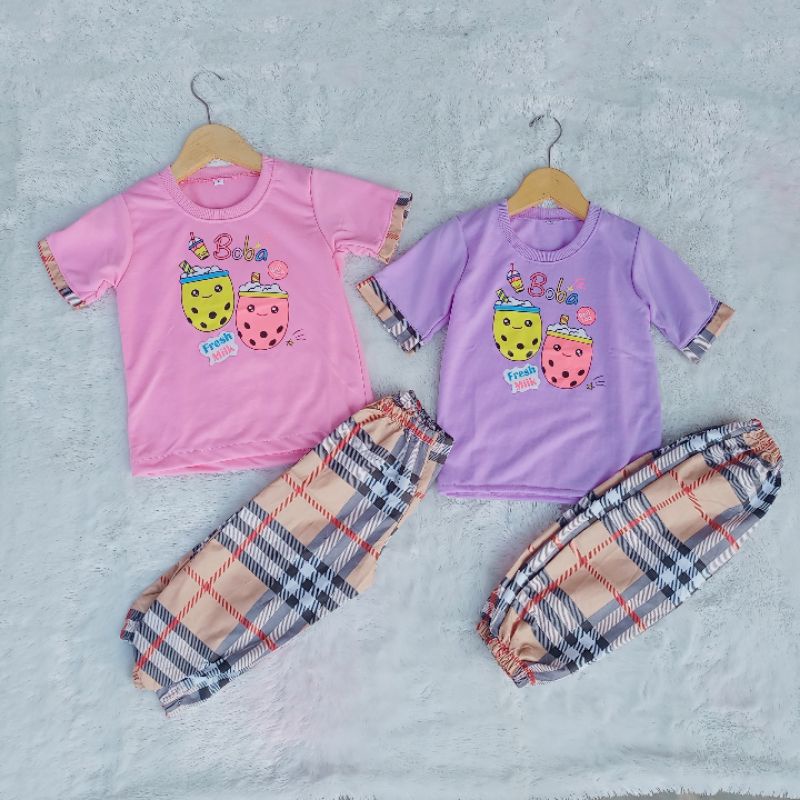 DUO BOBA Setelan Anak Boba Baju Anak Boba Setcel Kids