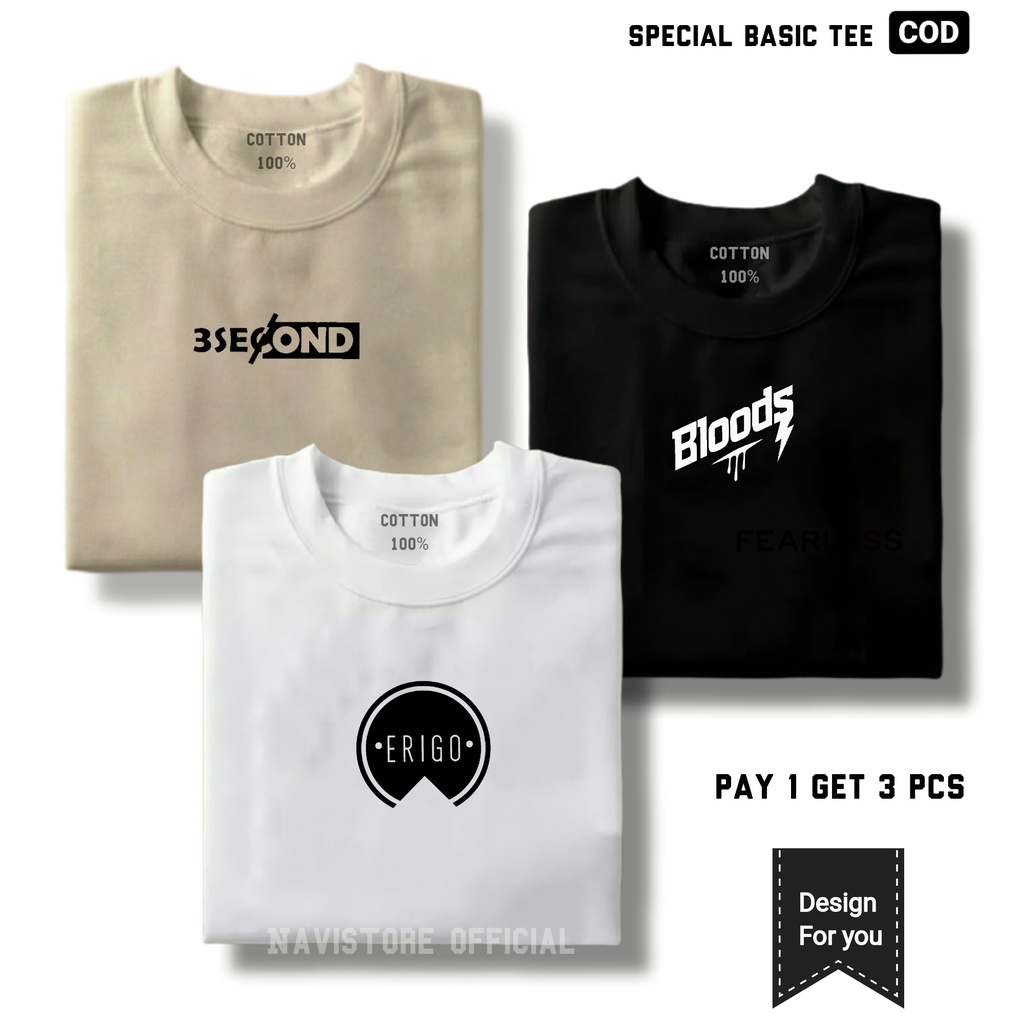 Promo Pay 1 Or 3 pcs / Baju Kaos Distro - Kaos Pria Wanita Lengan Pendek Bahan Cotton100% / Baju Cow