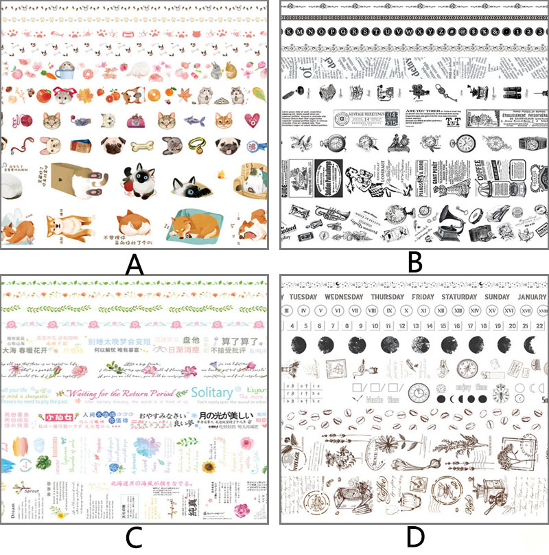 10 Roll Stiker Kertasselotip Washi Gambar Kartun Pemandangan Untuk Dekorasi