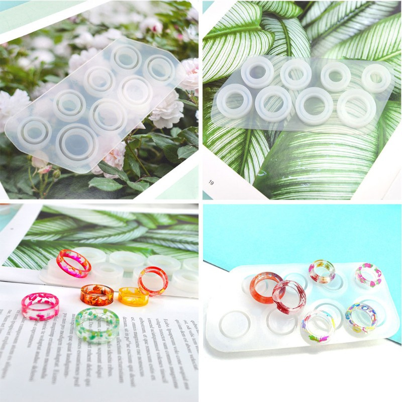 Glitter Assorted Rings Crystal Epoxy Resin Mold Jewerly Ring Silicone Mould DIY Crafts Casting Tools