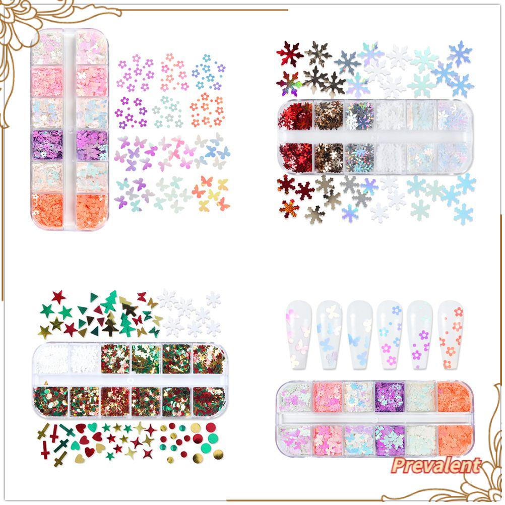 Payet Glitter 3D 12 Grid Holographic Laser Bentuk Kupu-Kupu Untuk Dekorasi Nail Art Butterfly