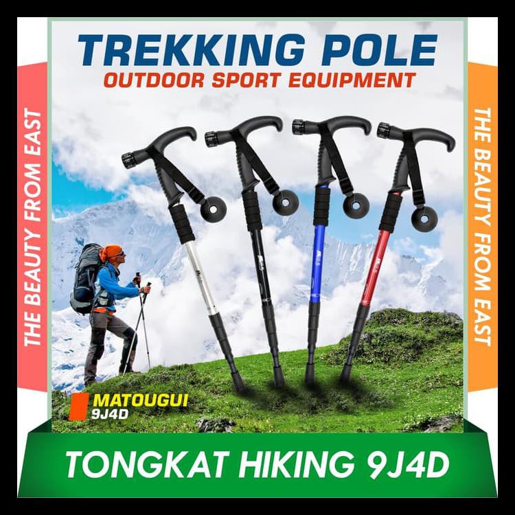 Promo Tracking Pool Tongkat Hikking Trecking Pool Treking Tongkat Senter Tbe - Merah