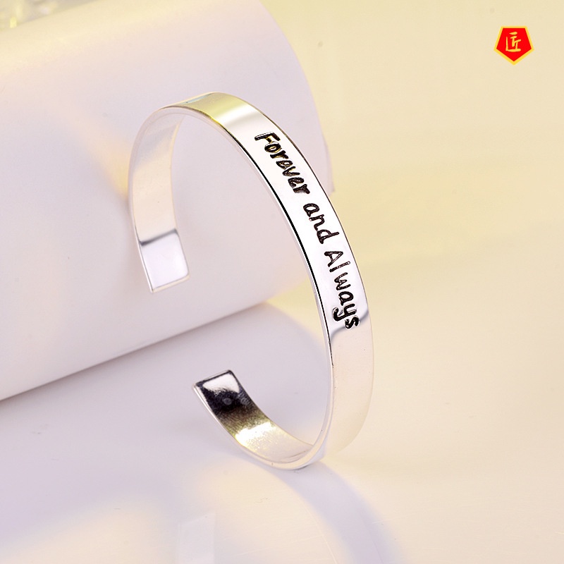 [Ready Stock]Silver Fashion Letters Opening Bracelet