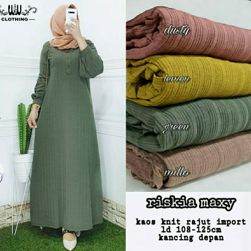 GAMIS DRESS HARIAN FALIA MAXY GAMIS WANITA BAHAN KAOS KNIT RAJUT IMPORT LD110-125cm FIT TO XL-3
