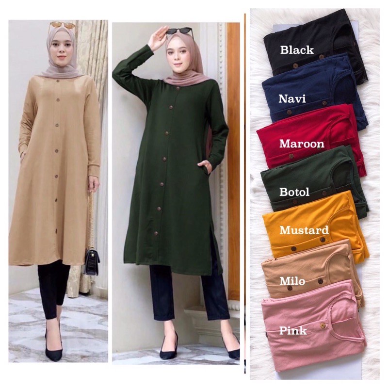 AMERU Tunik - Tunik Babyterry Import LD100 / Long Tunik / Tunik Babyterry Stretch / R.2 - 212-5349