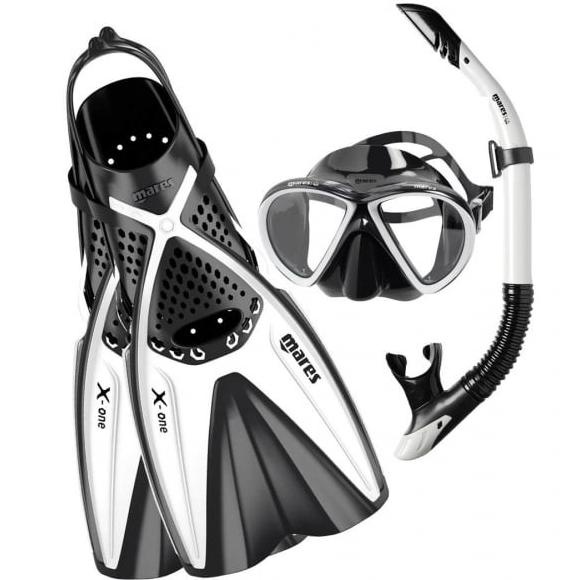 Alat Snorkling/Selam Paket Merk MARES Fin Lentur, Kacamata,Snorkel,TAS