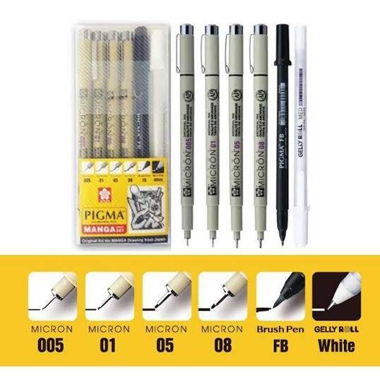 

Sakura Pigma Manga Basic Set ( Micron BR Gelly Roll White )