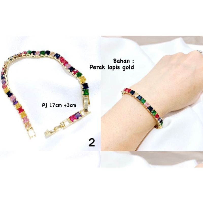 Gelang Premium Lapis emas Mirip emas asli Mata kilau Anti Karat anti alergi Premium Quality Anti karat anti alergi Gelang Zircone gelang Zircon G92