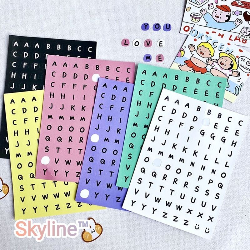 

Sticker Kiss Cut Scrap Book Journal Dengan Motif Alfabet Simple Isi 88Pcs