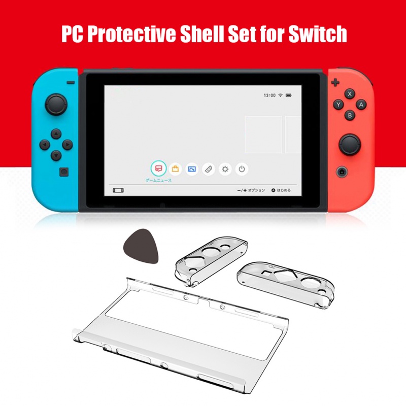 Hard Case Cover Pelindung Konsol Nintendo Switch Oled 3 In 1 Kiri / Kanan Bahan Pc Transparan