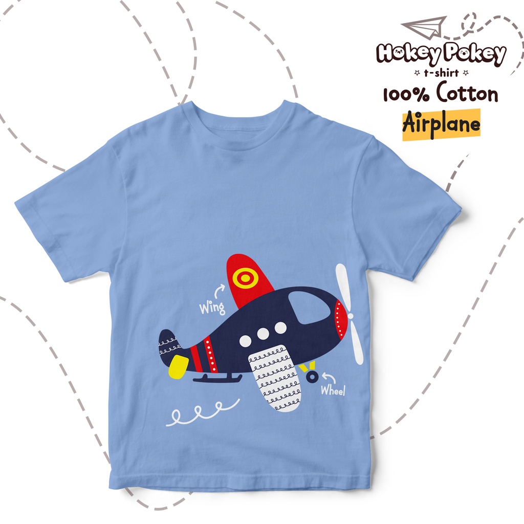 Baju Kaos T Shirt Anak Laki Laki Katun Combed Motif Airplane