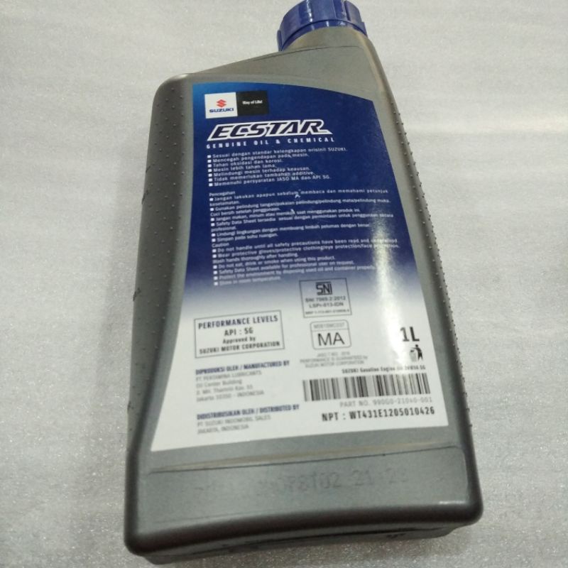 Oli SGO ECSTAR 4T 1L Suzuki 20W 50 API SG ORIGINAL KEMASAN BARU