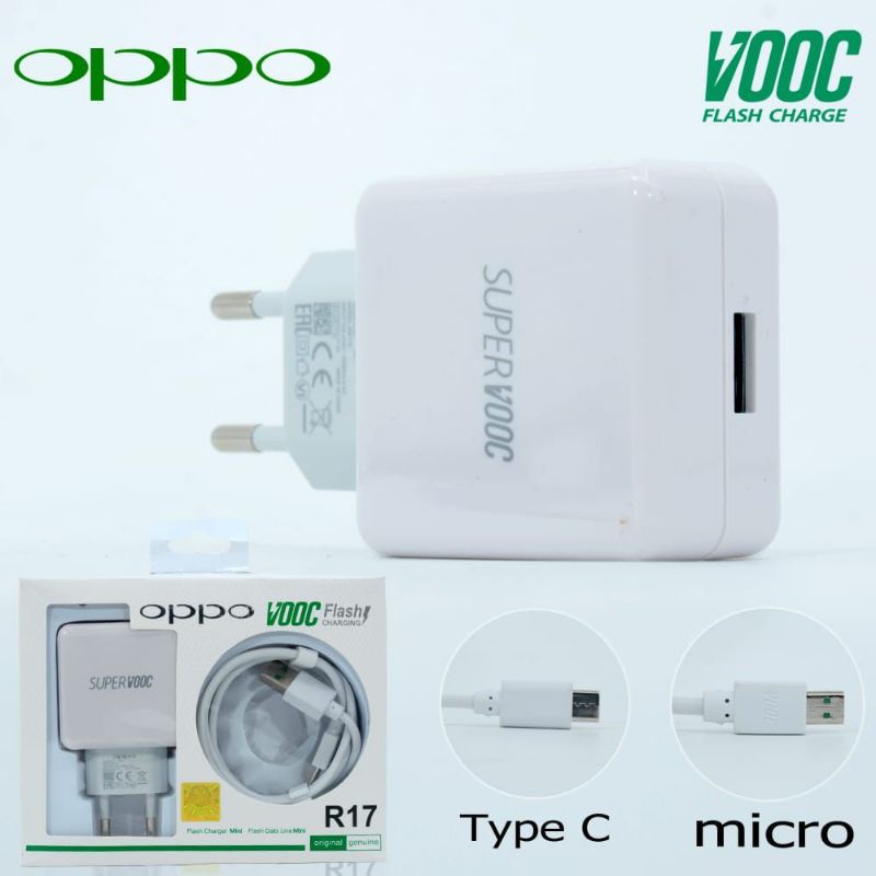 CHARGER OPPO VOOC R17 R15 USB MICRO&amp;TYPE C OPPO F9 F11 F11PRO CASAN OPPO VOOC ORIGINAL