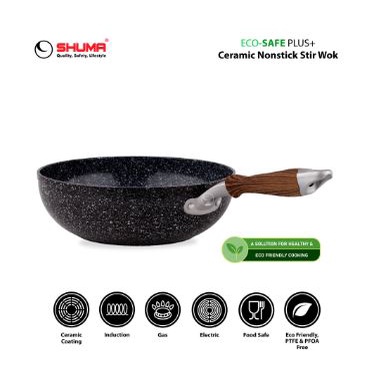 ECO-SAFE PLUS NONSTICK CERAMIC STIR WOK SHUMA 24/26CM / WOK PAN SHUMA