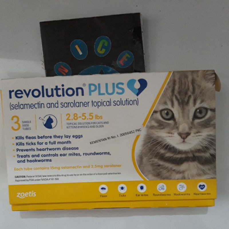 Revolution Plus Cat 2.8 - 5.5 lbs / Revolution Plus  Ecer 1 Tube Obat Tetes Kutu Cacing Earmites