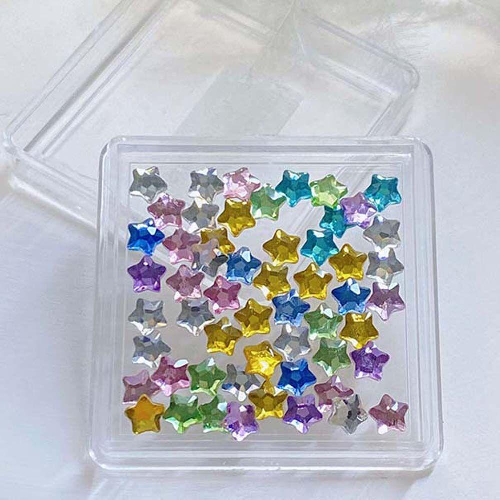 Agustinina Stars Nail Art Rhinestones Bintang Jepang Bor Kuku Fashion Manikur Aksesoris Perhiasan Kuku 3D