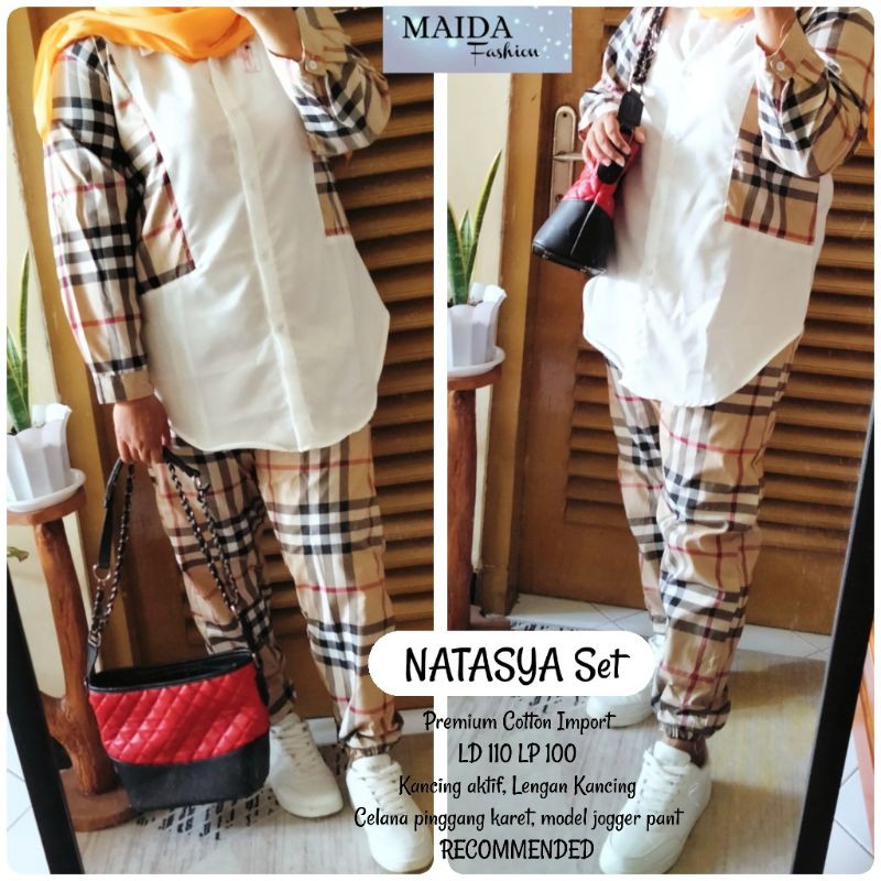 SETELAN KATUN JUMBO / SETCEL/ SETCEL KATUN/ KEMEJA WANITA/ CELANA WANITA/ BURBERRY