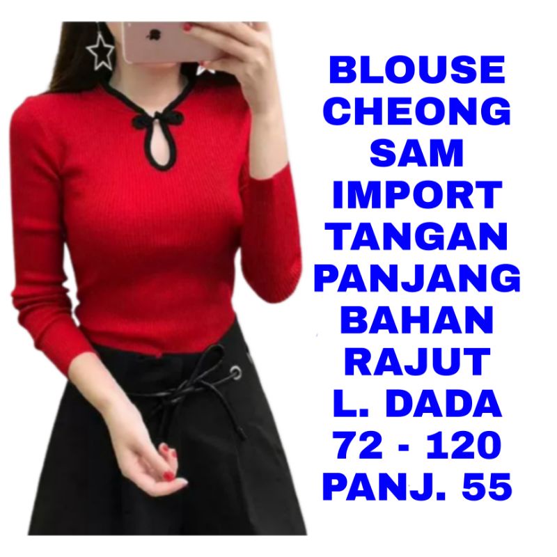 WK BLOUSE RAJUT CHEONGSAM ATASAN IMLEK SINCIA LUNAR TANGAN PANJANG LD 120