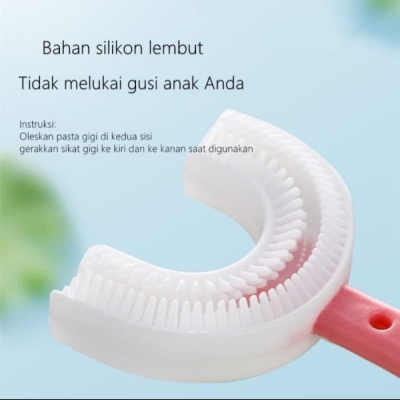 Sikat Gigi U shape - Tooth Brush 360 Anak Anak Balita bahan silikon lembut - Training Toothbrush anak