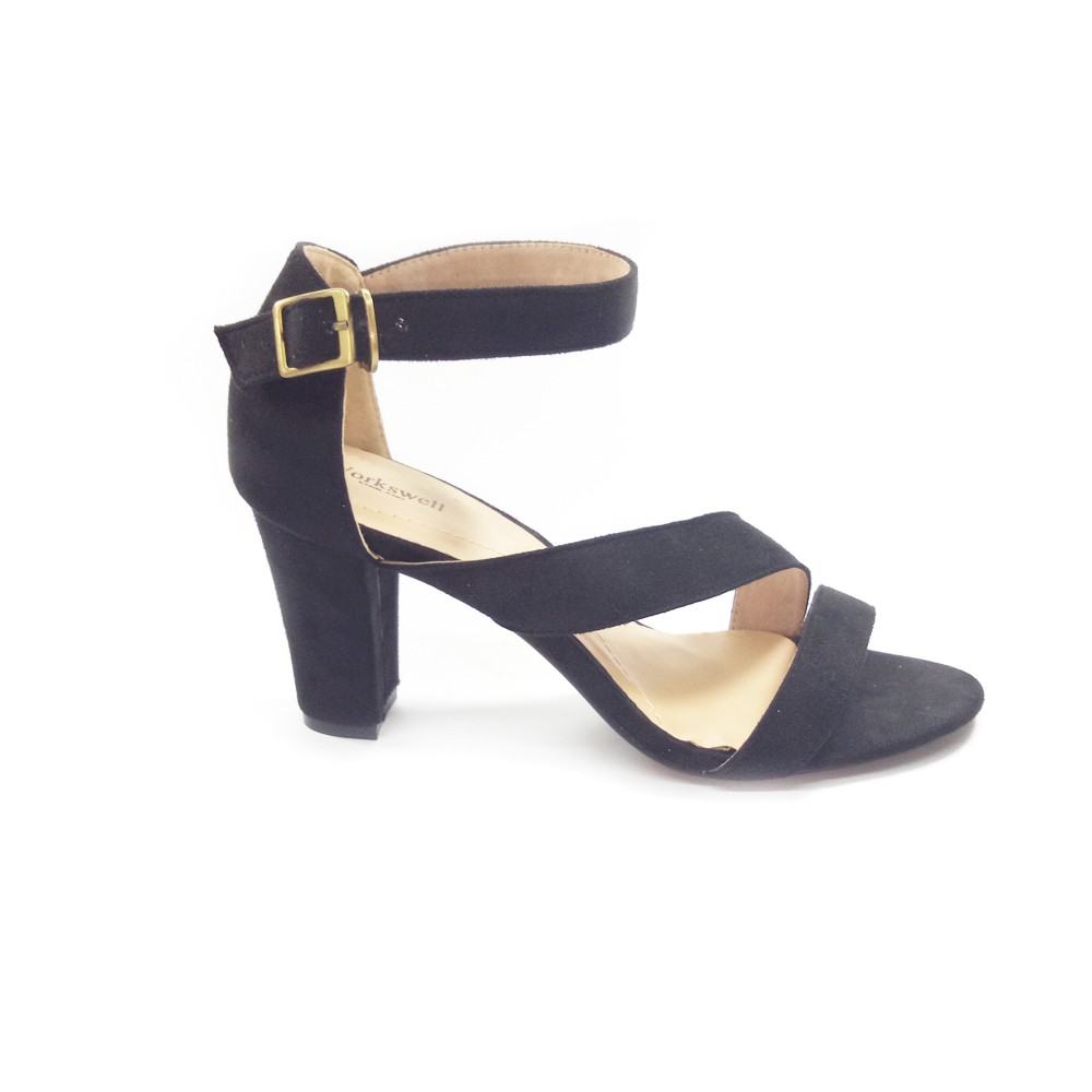 Workswell Sandal Wanita High Heels 8cm  584 Suede Hitam II