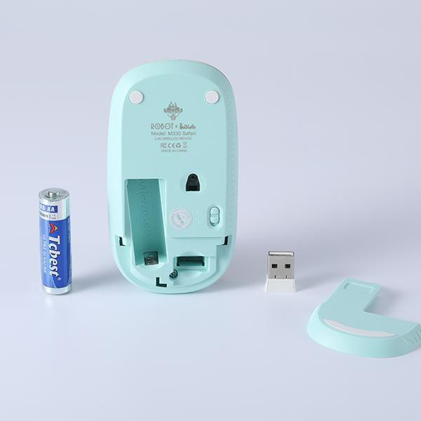ROBOT M330 Mouse Wireless 2.4GHz Silent Click 1600DPI Character Free Mousepad - Garansi 1 Tahun