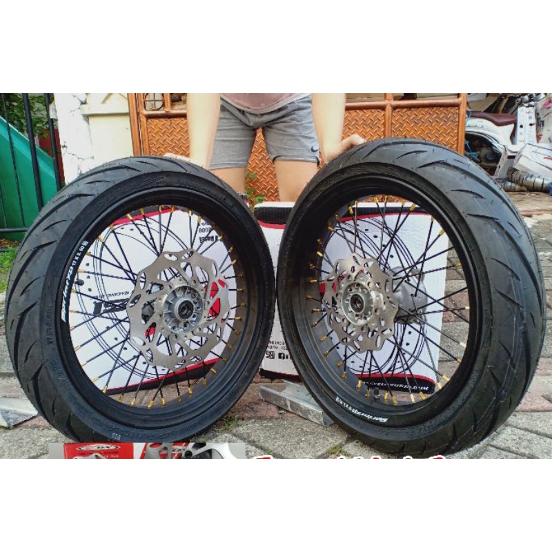 KLX Paket Pelek Velg Supermoto Warna KLX 150 KLX150 DTRACKER 150 Plus Ban Maxxis IRC ZENEOS Free Cakram REQ