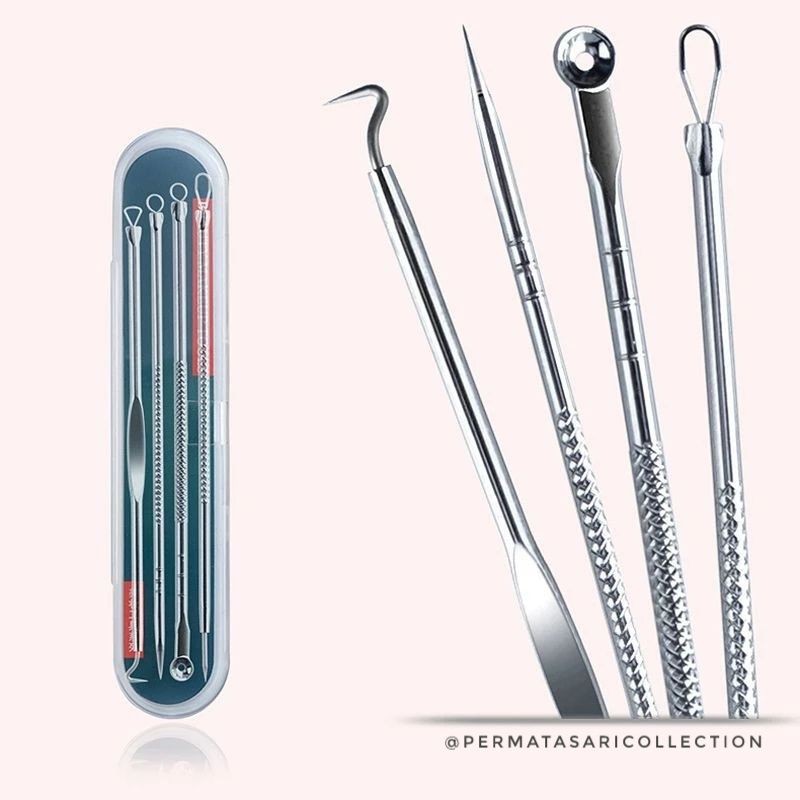 Alat Pencabut Pinset Pencetan Jerawat Komedo 2 4 Set Acne Removal Remover Face Care Tool Pimple Needle Kit