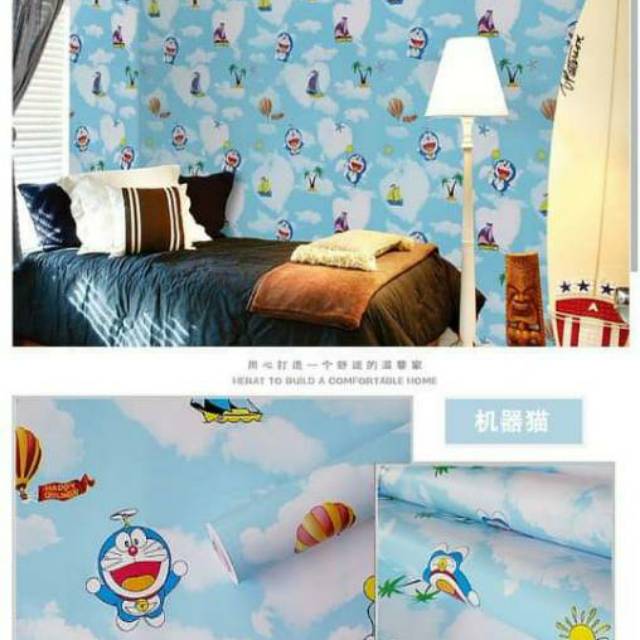 1kg 1roll wallpaper dinding motif doraemon holiday